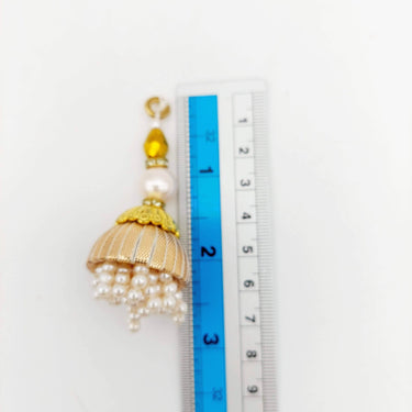 Handcrafted Light Gold Bead Tassels Latkan, Indian Latkans, Pearl Bell Tassels